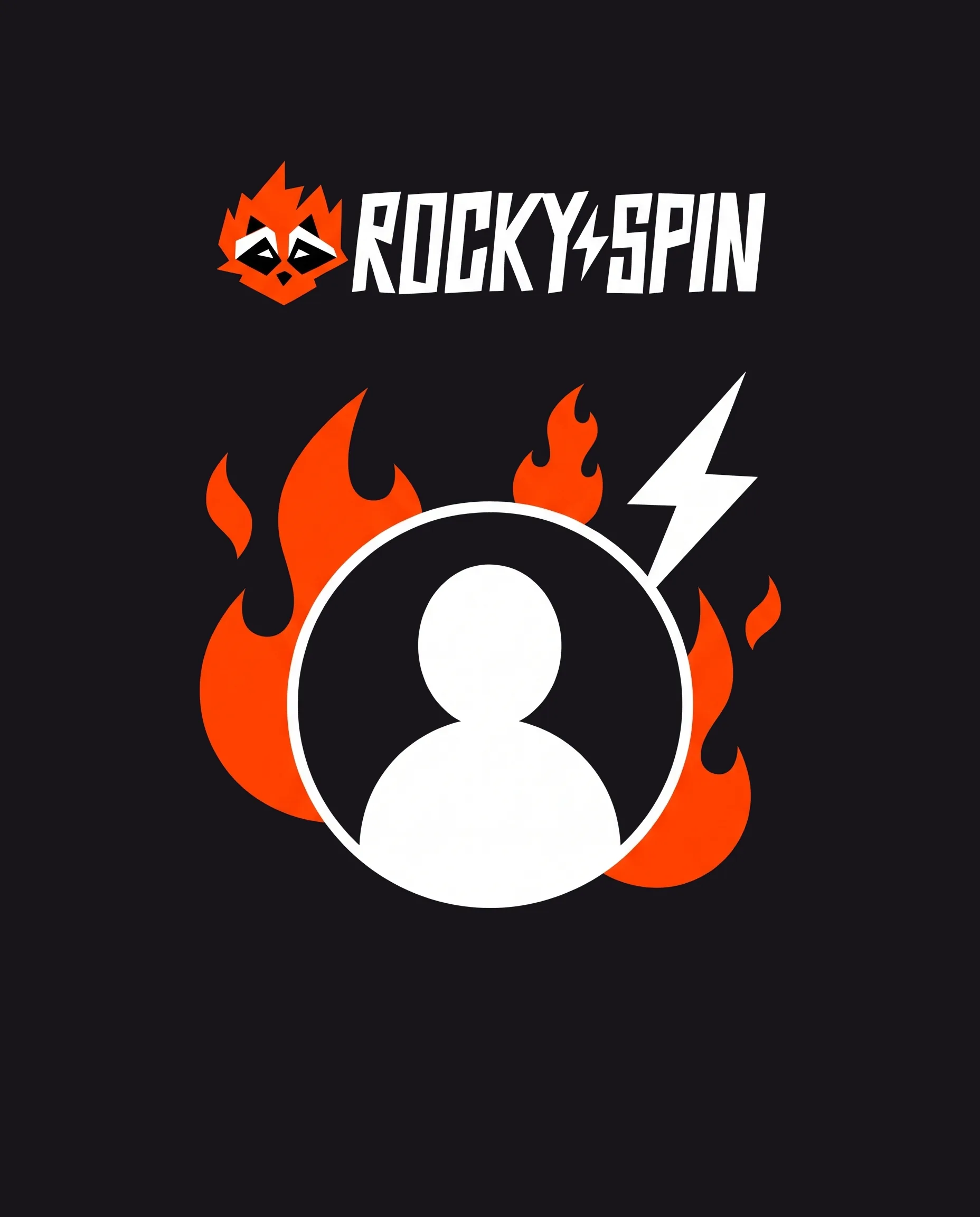 Il simbolo del conto RockySpin con dettagli arancioni
